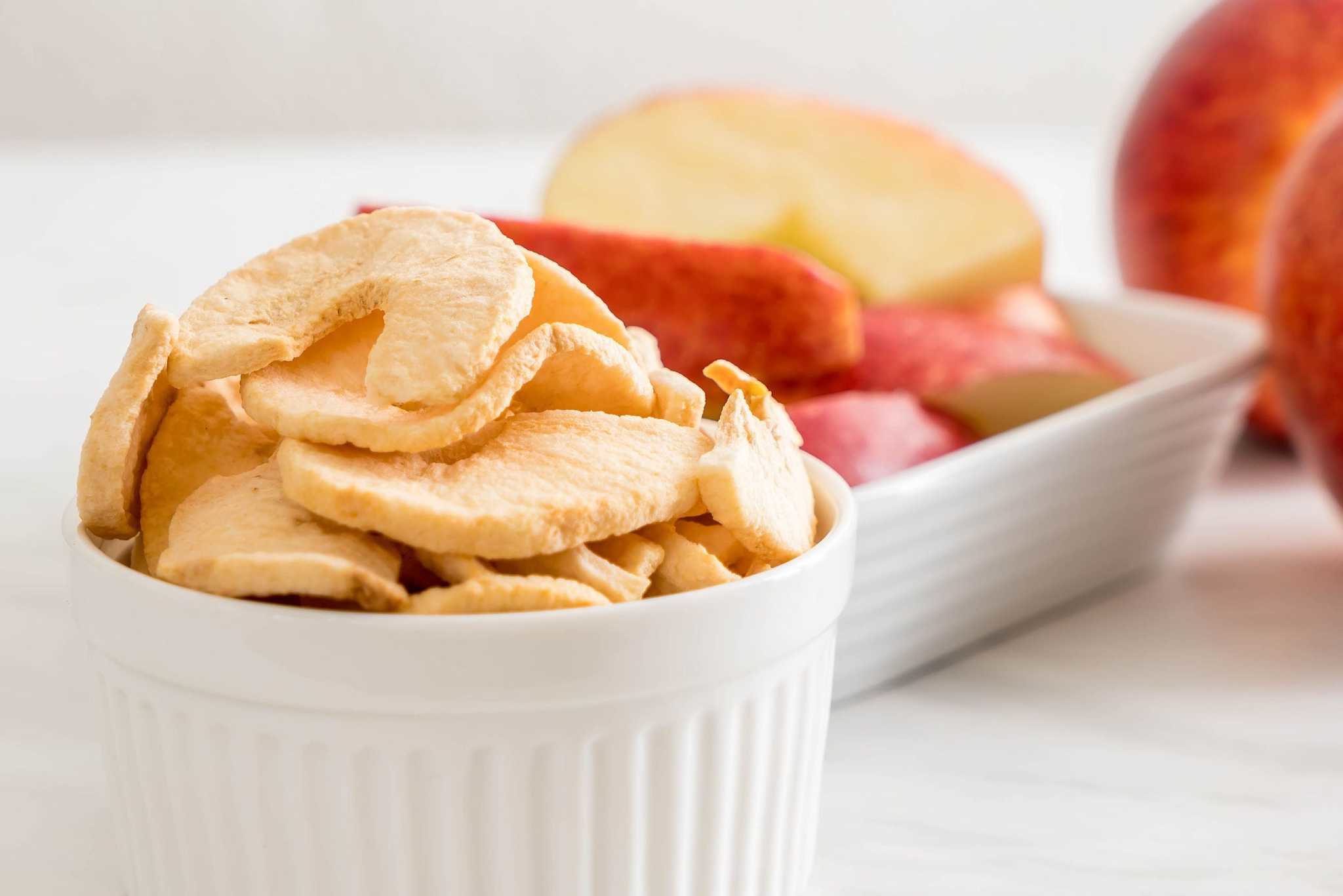 dried apple chips in a bowl