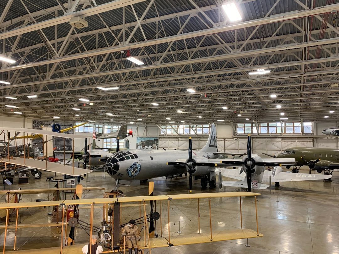 Hill Aerospace Museum indoor hangar with several different aircraft inside